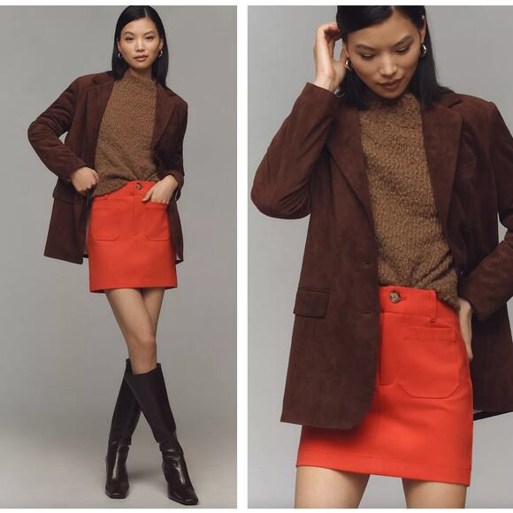 ANTHROPOLGIE x MAEVE Colette Ponte Skirt Mini Edition Red Sz 1X NWT {3E54}